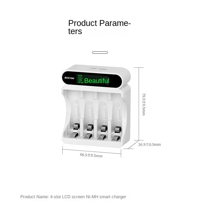 4-Slot AA/AAA Smart NiMH Battery Charger with LCD Display Battery Charger Babs