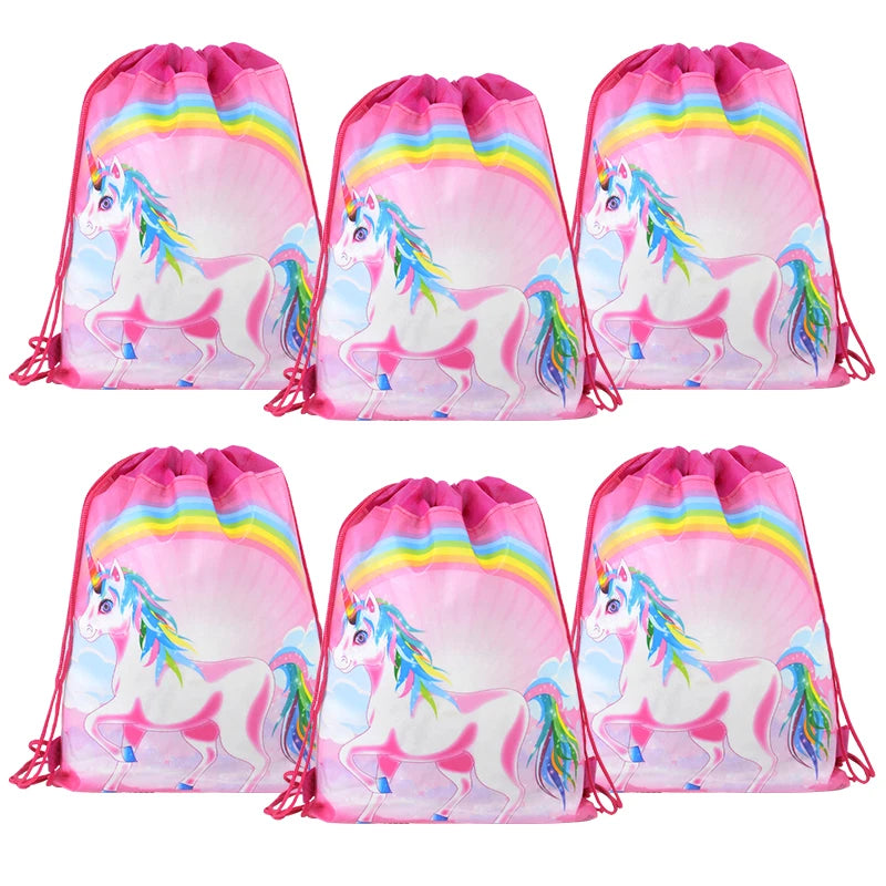 Unicorn Drawstring Bags Kids Party Favors – 1/6/12 Pack Party Favor Bags Babs F 4pcs