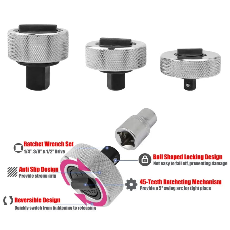 Palm Ratchet Wrench 1/4 3/8 1/2 Drive – Reversible Thumbwheel Palm Ratchet Wrench Babs