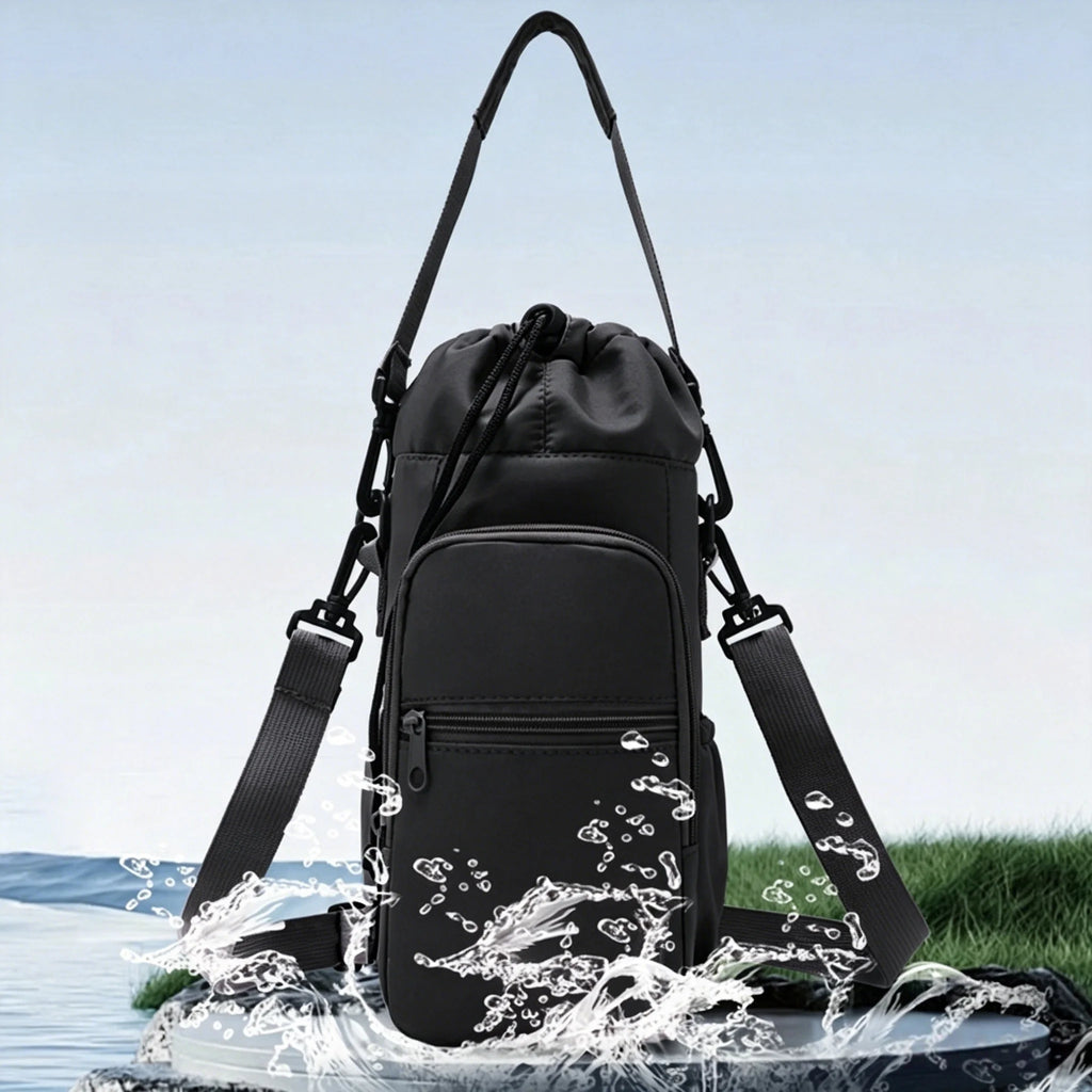 Insulated Water Bottle Bag – Adjustable Strap & Phone Pocket Bottle Carrier Bag Babs