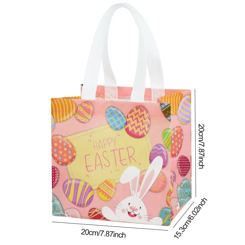 6-Pack Easter Gift Bags – Nonwoven Rabbit & Egg Party Favor Bags Easter Party Bags Babs