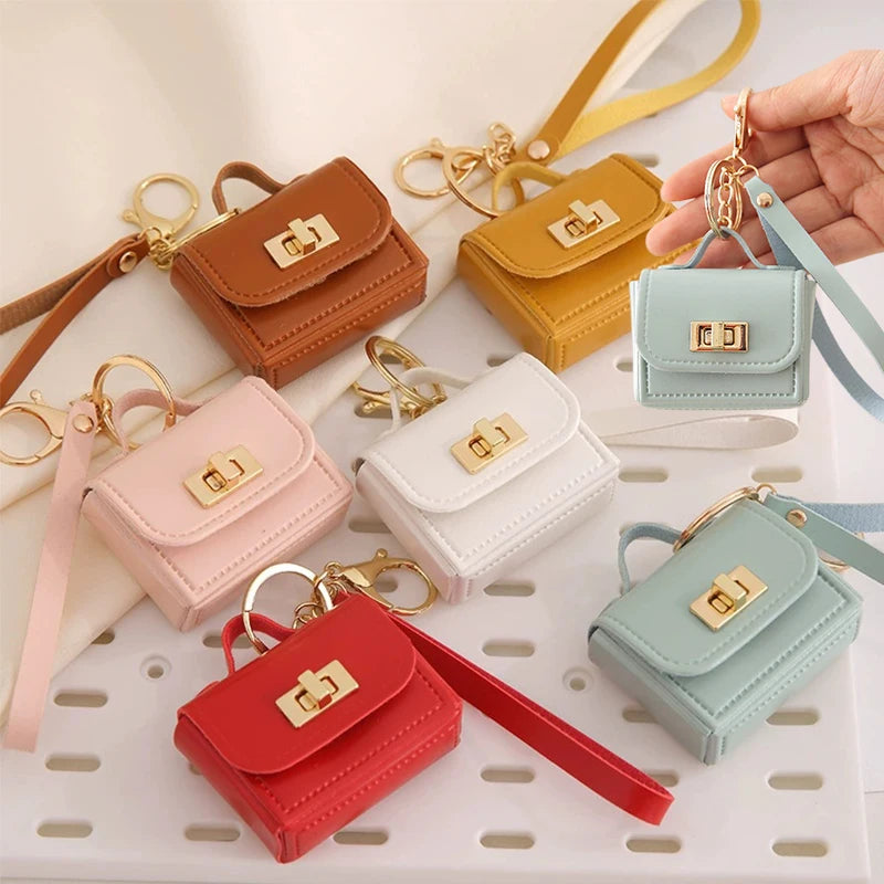 Mini Backpack Keychain PU Leather Makeup Coin Bag Organizer Mini Keychain Bag Babs