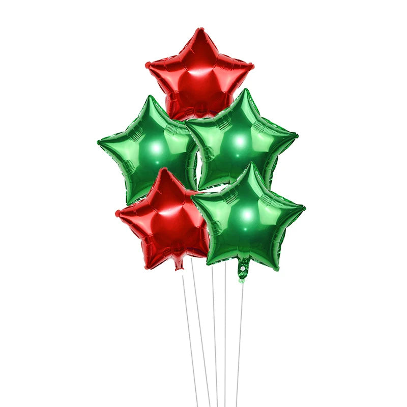 5-Pack 18" Gold Silver Foil Star Balloons – Party Decoration Foil Party Balloons Babs Christmas set 18inch