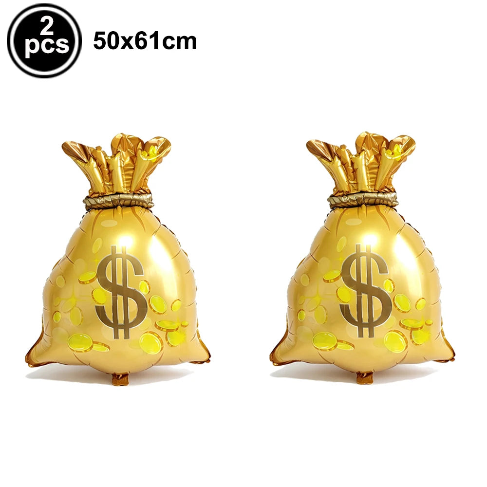 Dollar Sign Foil Curtain & Money Balloon Party Decor Set Party Decoration Set Babs Olive As pictures show