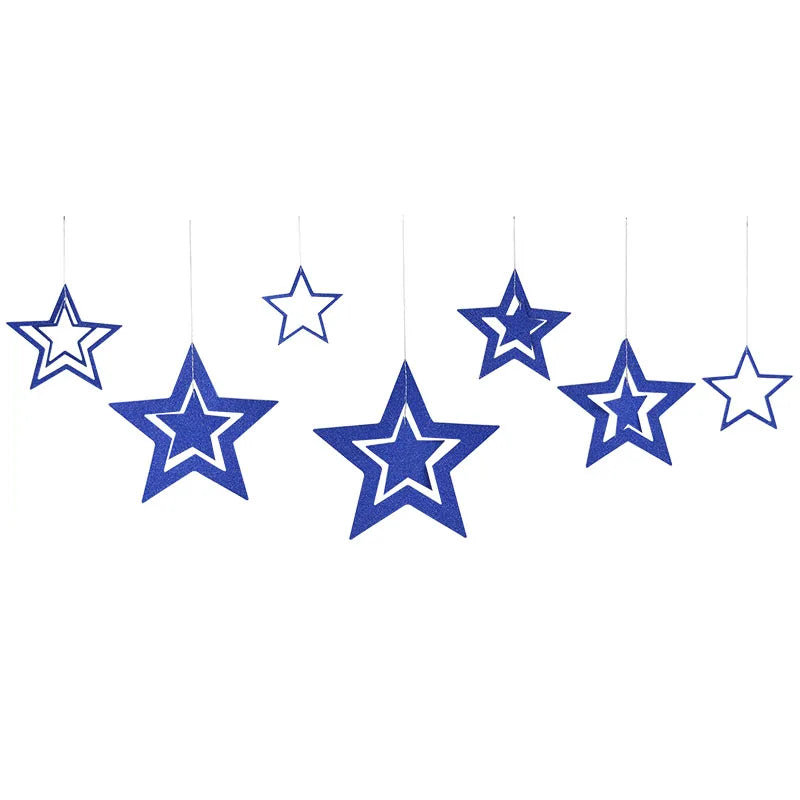 Rose Gold Hollow Star Paper Garland Banner | Party Decoration Party Garland Banner Babs Royal blue