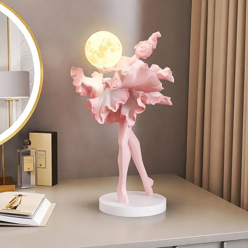 Ballet Girl Sculpture Figurine with Light | Modern Resin Art Decorative Figurine Babs