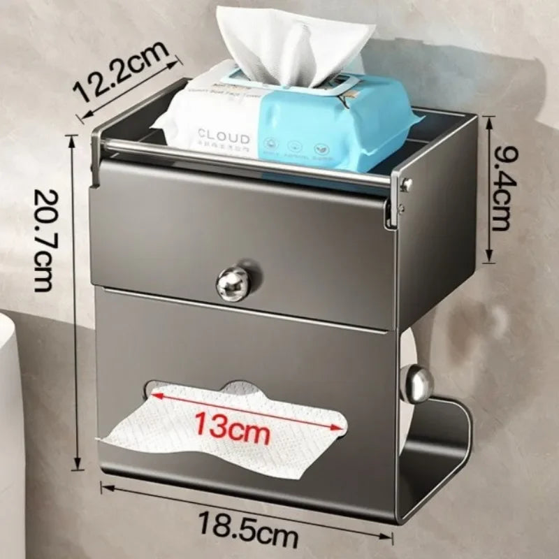 Luxury Stainless Steel Tissue Box & Toilet Storage Rack Tissue Box Holder Babs Grey