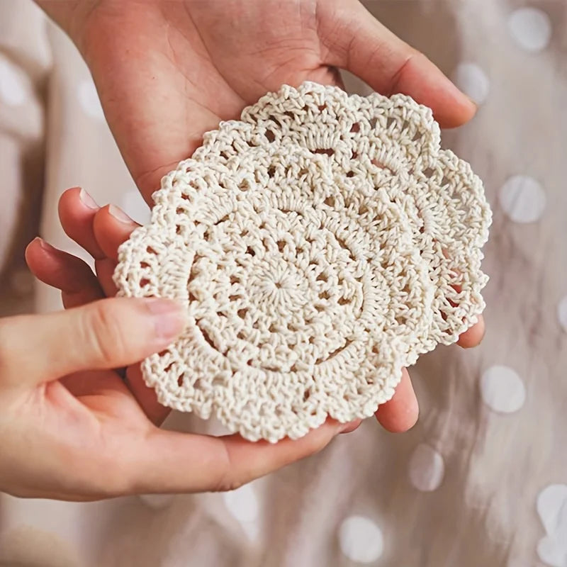 5pcs Vintage Floral Crochet Coasters – Home, Kitchen & Bar Crochet Coasters Babs