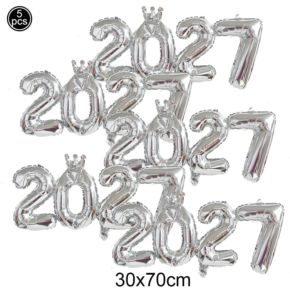2027 New Year Foil Balloon Set – Gold, Silver & Champagne Party Foil Balloons Babs Fluorescence Yellow As pictures show