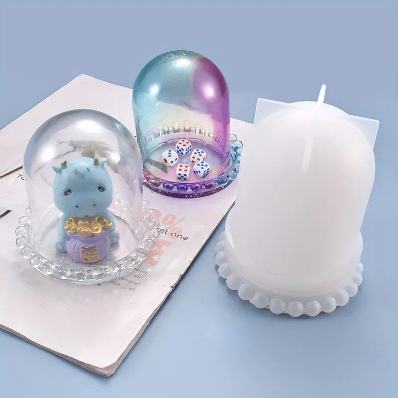 Cloche Bell Jar Silicone Resin Mold Set – Dome & Dice Cup Silicone Resin Mold Babs