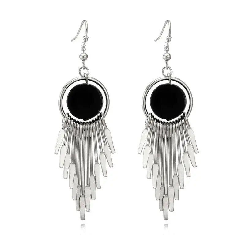 Classic Chain Drop Earrings – Vintage Long Alloy Gold & Silver Drop Earrings Babs Silver