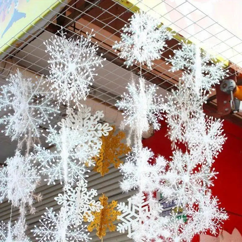 30pcs White Christmas Snowflake Tree Decorations Set Christmas Ornament Set Babs
