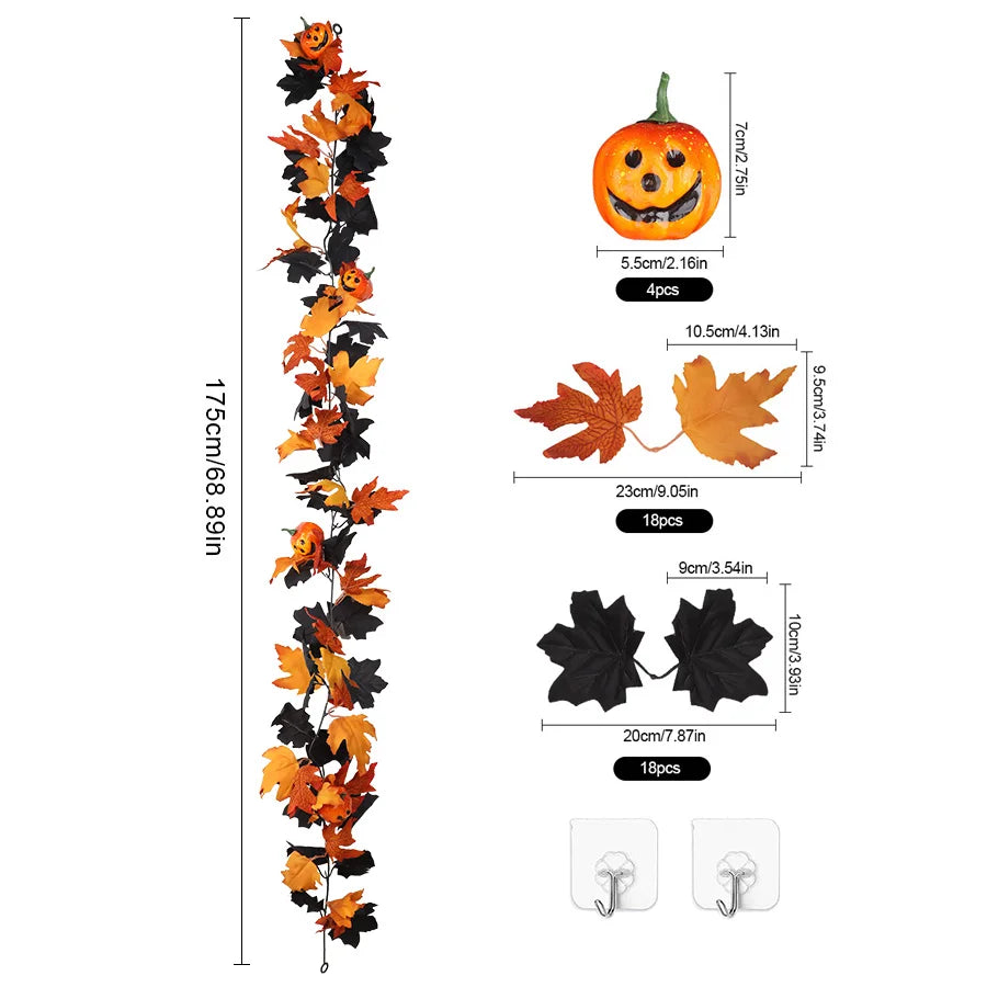 Artificial Autumn Maple Leaf Garland – Halloween & Fall Decor Artificial Leaf Garland Babs
