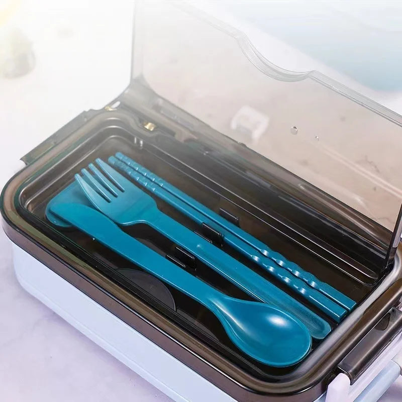 Double Layer Lunch Box with Compartments & Fork/Spoon Lunch Box Babs