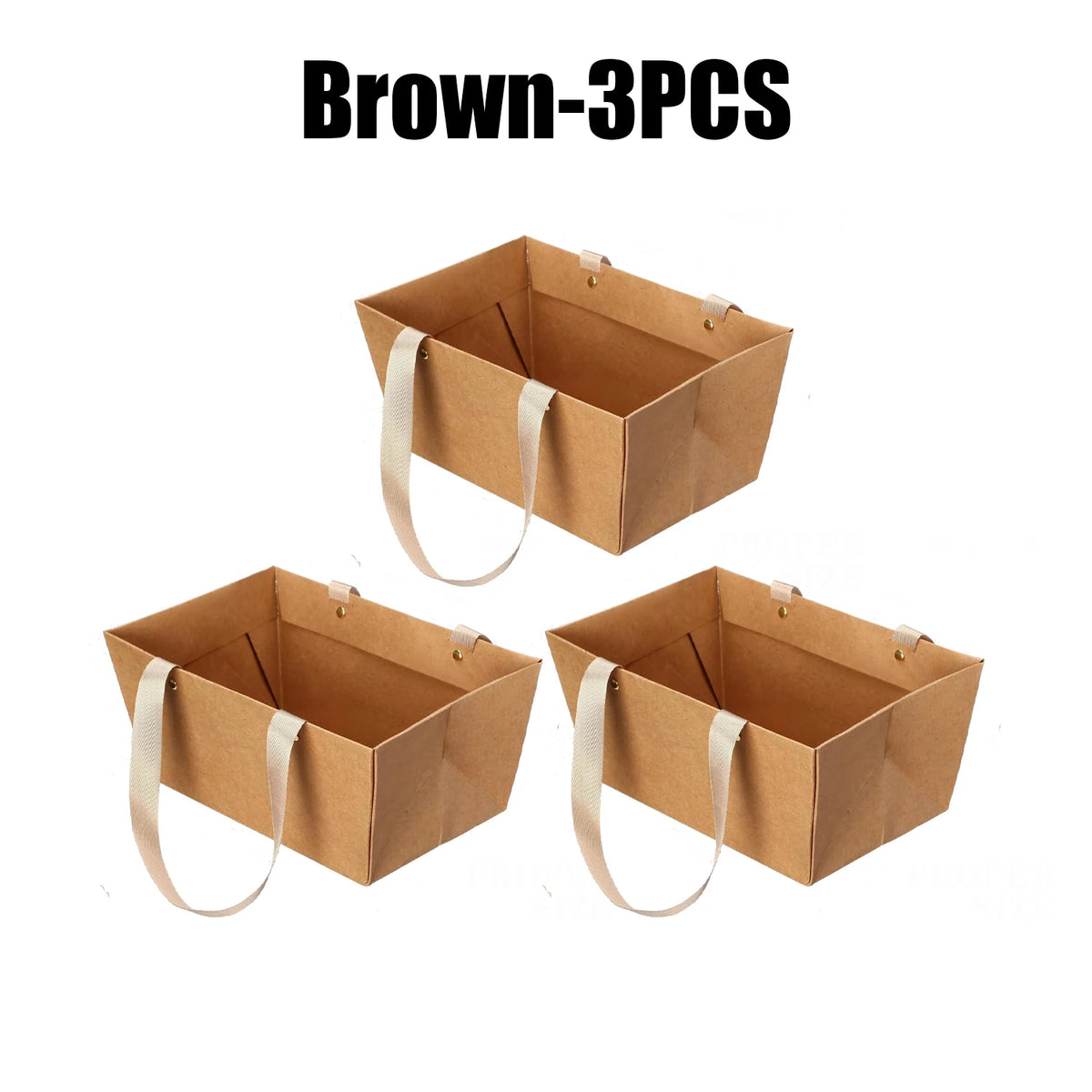 Waterproof Kraft Flower Bag – Foldable Bouquet Gift Basket Gift Wrapping Bag Babs Brown 3PCS L 32x25x15CM