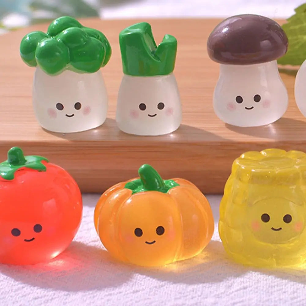 Luminous Mini Vegetable Figurines – Resin DIY Miniature Decor Miniature Figurines Babs