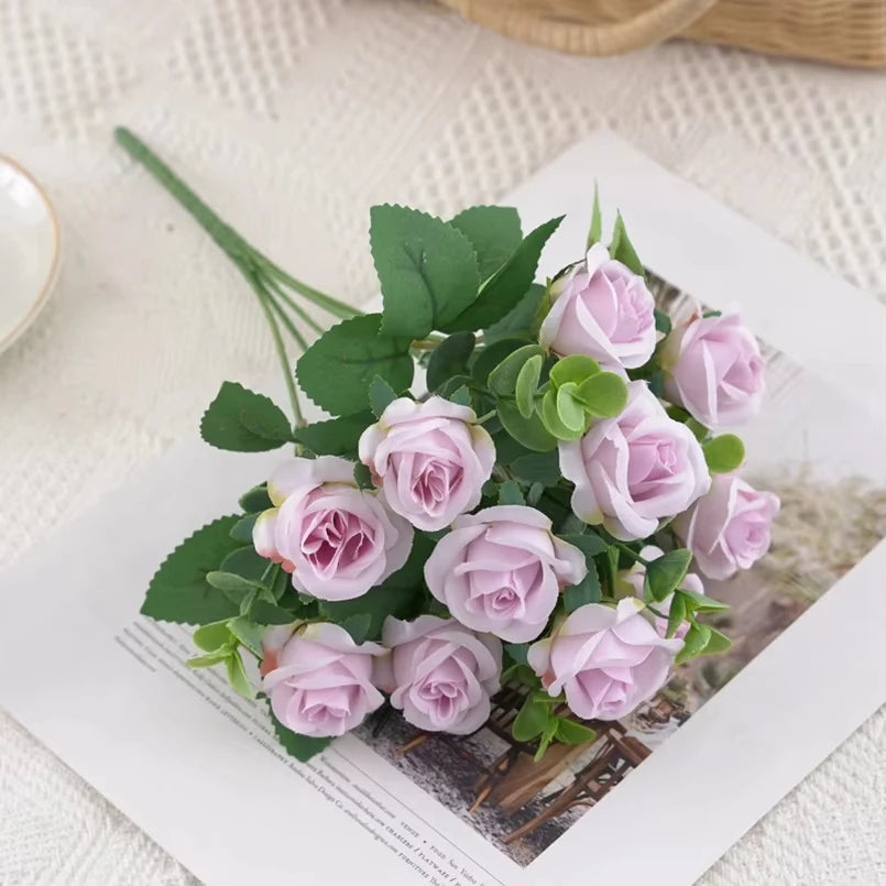 Silk Rose & Eucalyptus Artificial Flower Bouquet | Home Decor Artificial Flower Bouquet Babs