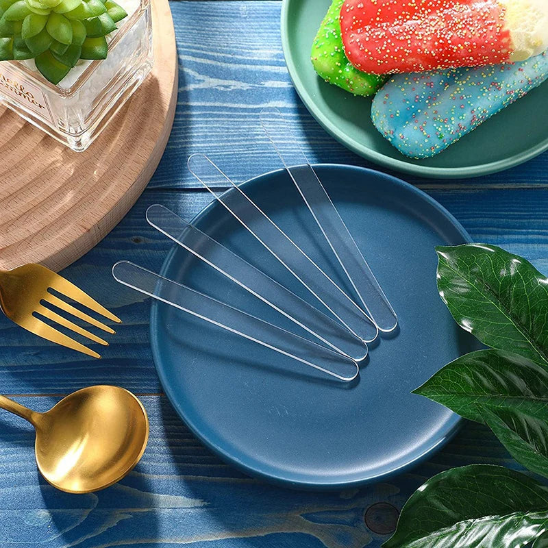 20Pcs Clear Acrylic Reusable Popsicle & Ice Cream Sticks Ice Cream Sticks Babs