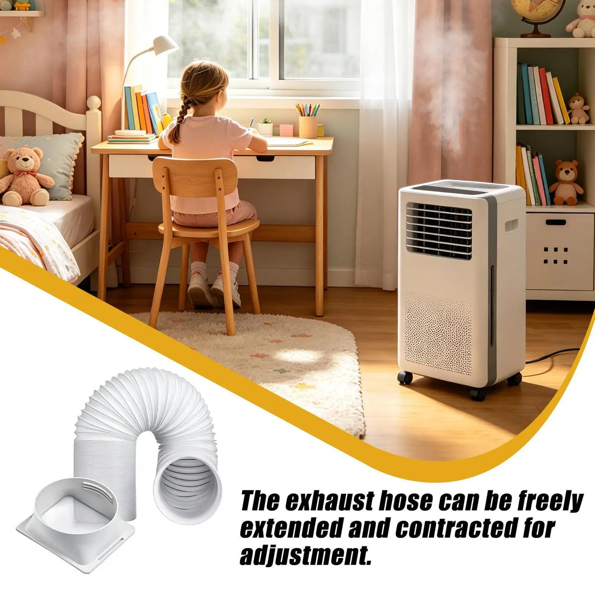 Flexible Telescopic AC Exhaust Hose & Square Vent Connector AC Exhaust Hose Babs