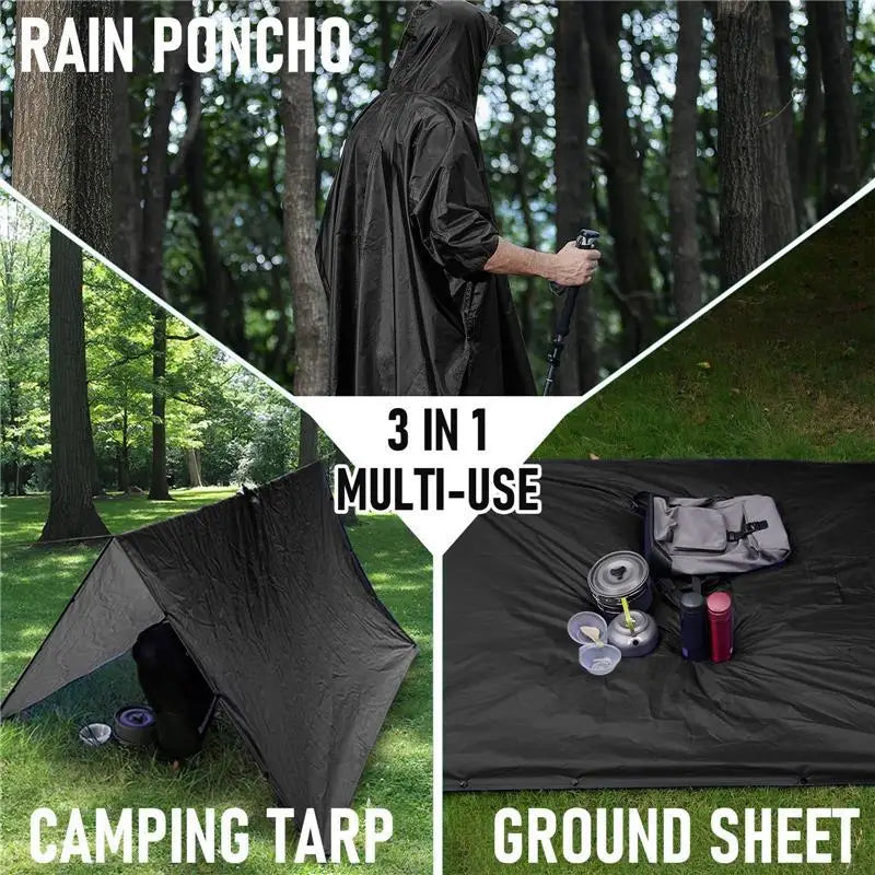 3-in-1 Adult Waterproof Hooded Raincoat & Poncho – Big Size Waterproof Raincoat Babs