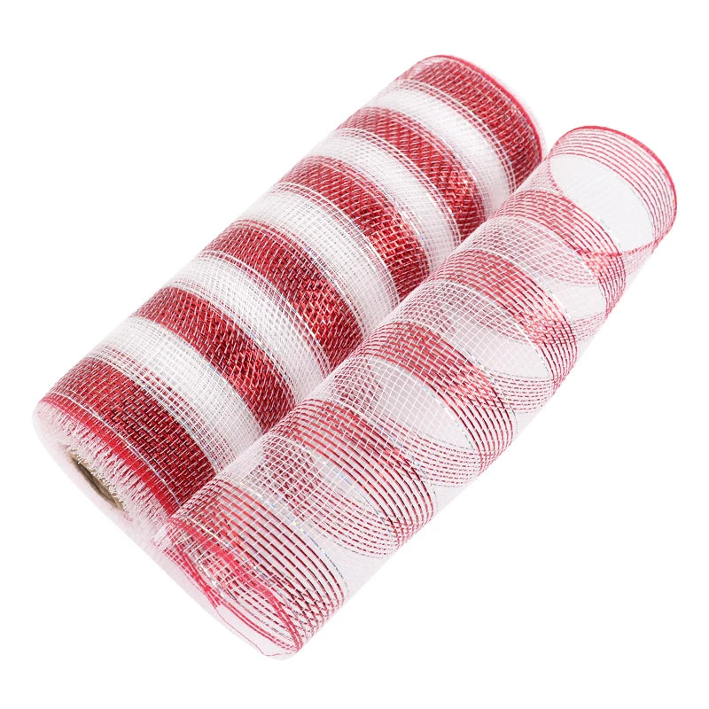 10 Yards Christmas Mesh Ribbon – DIY Wreaths & Xmas Decor Craft Mesh Ribbon Babs White Red