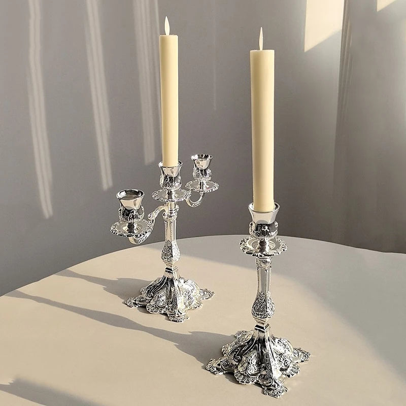 Vintage Metal Candlestick Holder – Elegant Silver Table Decor Decorative Candlestick Babs