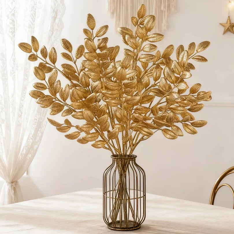 10Pcs Artificial Golden Leaf Branches for Wedding & Home Decor Artificial Leaf Branches Babs