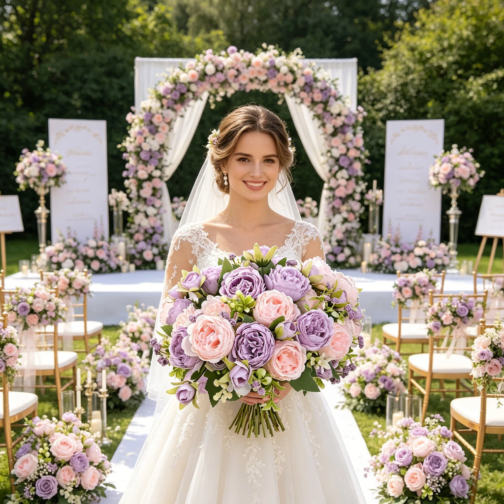 Artificial Silk Peony Rose Bouquet – Wedding & Home Décor Artificial Flower Bouquet Babs