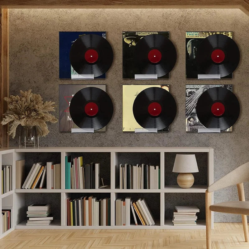 8-Pack Clear Acrylic Vinyl Record Wall Mount Display Shelf Record Display Shelf Babs