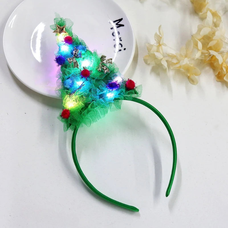 Sparkly Tinsel Pom-Pom Party Headbands for Kids – 12 Pack Party Headband Set Babs light headand