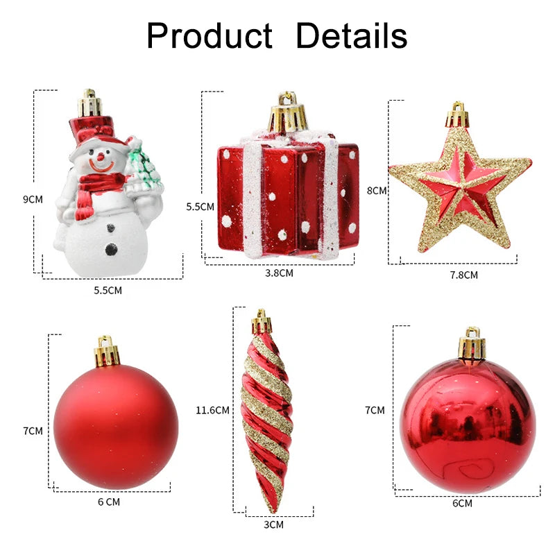 Red Christmas Tree Ball & Candy Cane Ornament Set | Big Pendants Christmas Ornament Set Babs