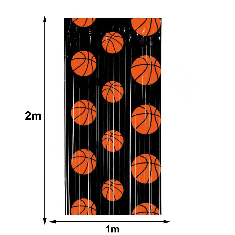 Basketball Birthday Party Decor – Foil Balloon, Banner & Swirls Party Decoration Set Babs 1pc rain curtain As pictures show