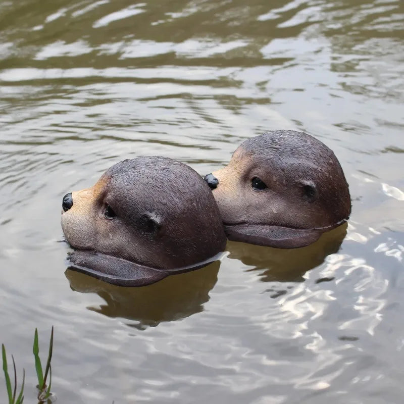 Floating Otter Head Resin Statue – Garden & Pond Ornament Garden Pond Statue Babs