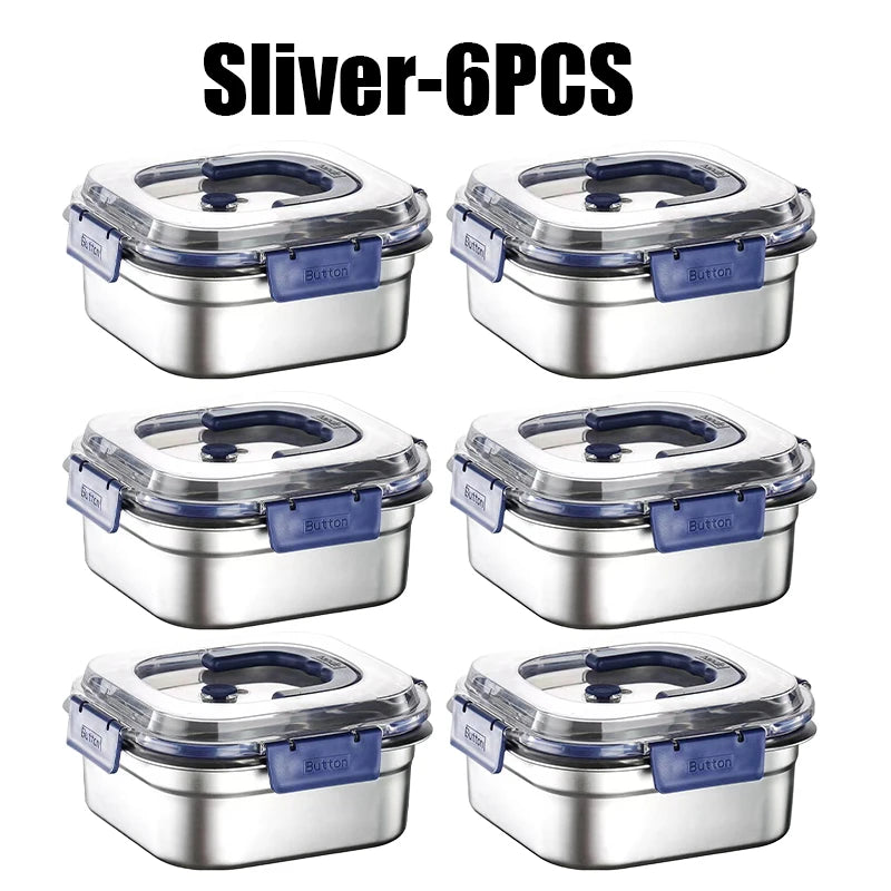 Leakproof Stainless Steel Bento Box – Airtight Lunch Container Stainless Steel Bento Box Babs Sliver 6PCS