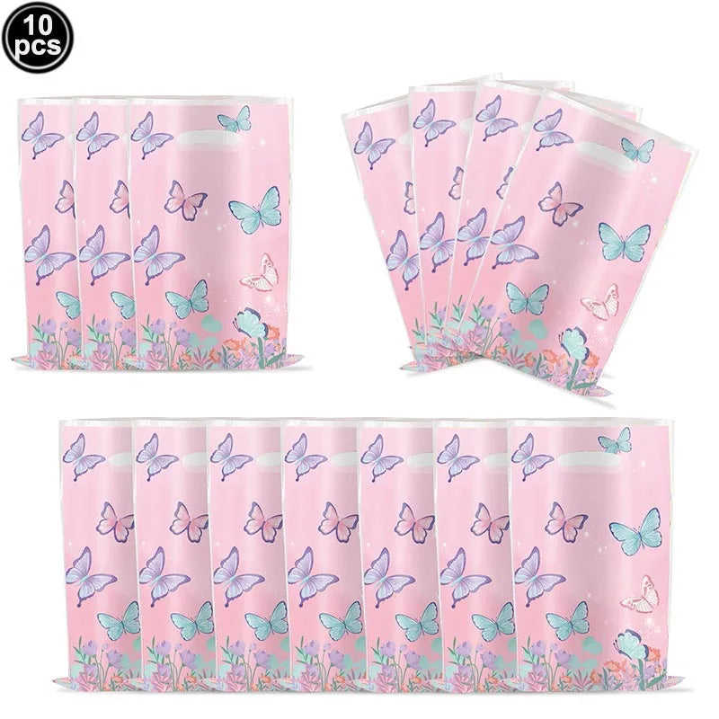 Butterfly Party Supplies Set – Plates, Cups & Foil Balloons Party Tableware Set Babs gift bag As pictures show