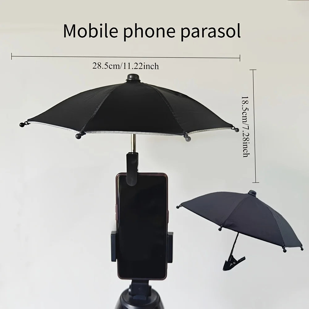 Mini Phone Sun Shade Umbrella – 26cm Clip-On Parasol Phone Sun Shade Babs