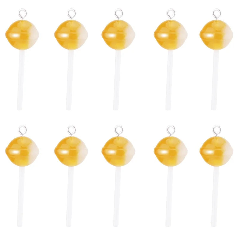 20Pcs Lollipop Resin Charms for DIY Keychains & Jewelry Making Resin Craft Charms Babs yellow-20pcs