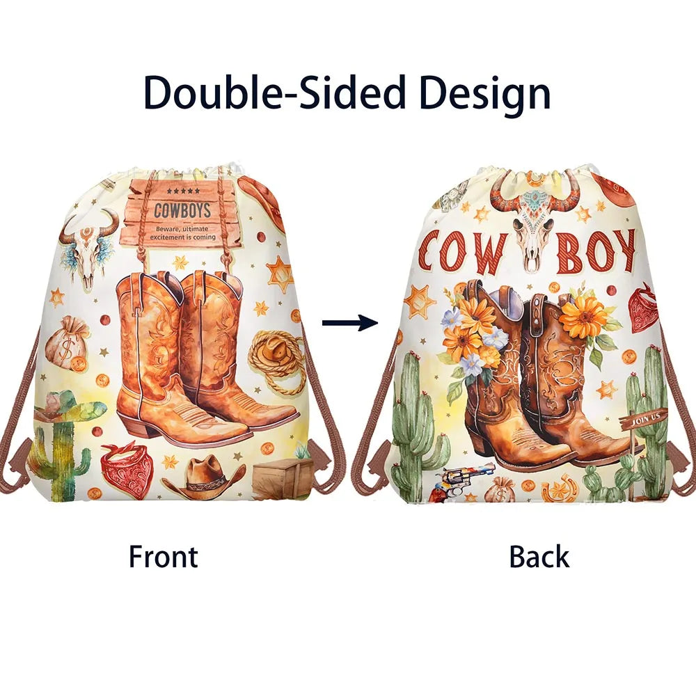 Non-Woven Drawstring Party Gift Bags for Boys & Girls Party Favor Bag Babs Cowboy 27x34cm