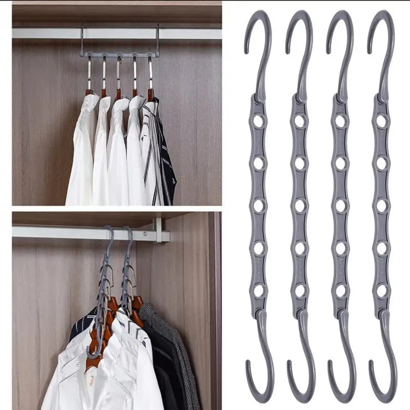 6-Pack Magic Space-Saving Multi Hangers – Closet Organizer Closet Multi Hangers Babs Grey-6pcs