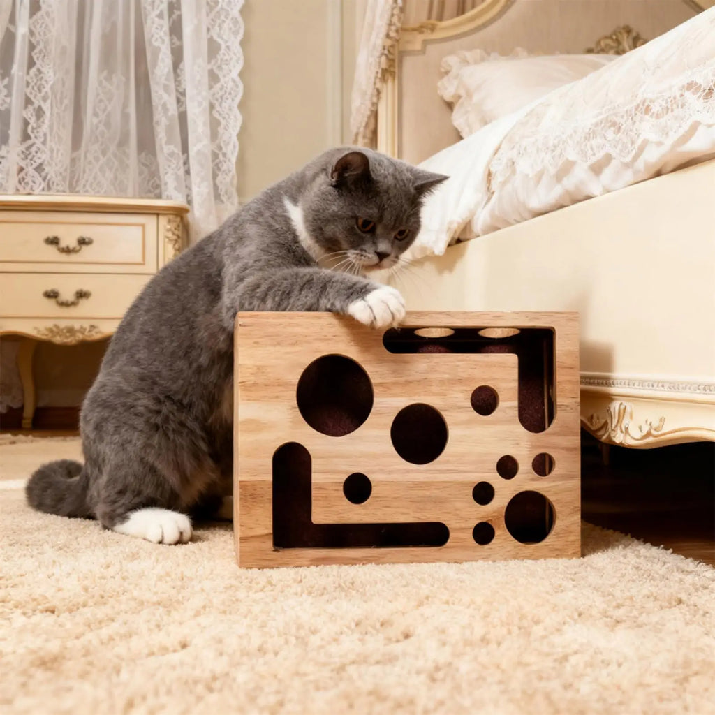Cat Wooden Scratch Maze Toy – Interactive Nail File Puzzle Box Cat Scratch Puzzle Toy Babs
