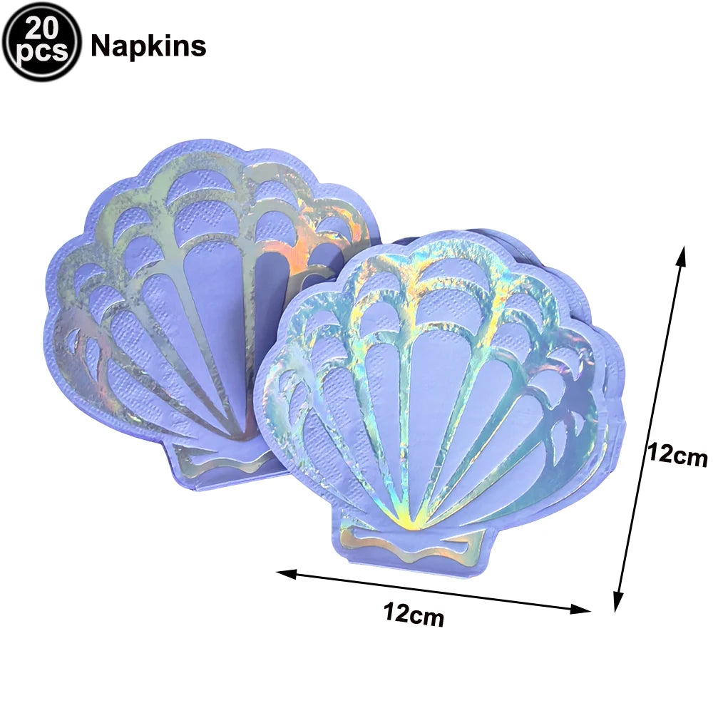 Seashell Paper Napkins – Mermaid Ocean Party Cocktail Décor Disposable Party Napkins Babs 20pcs Napkins 1
