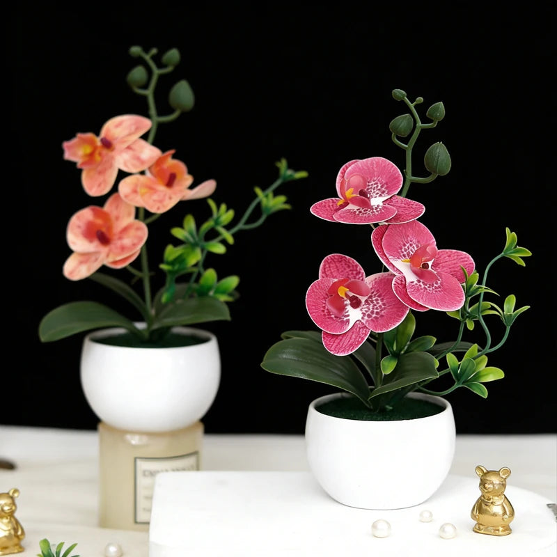 Artificial Phalaenopsis Orchid Bonsai Potted Plant – Home Décor Artificial Potted Plant Babs