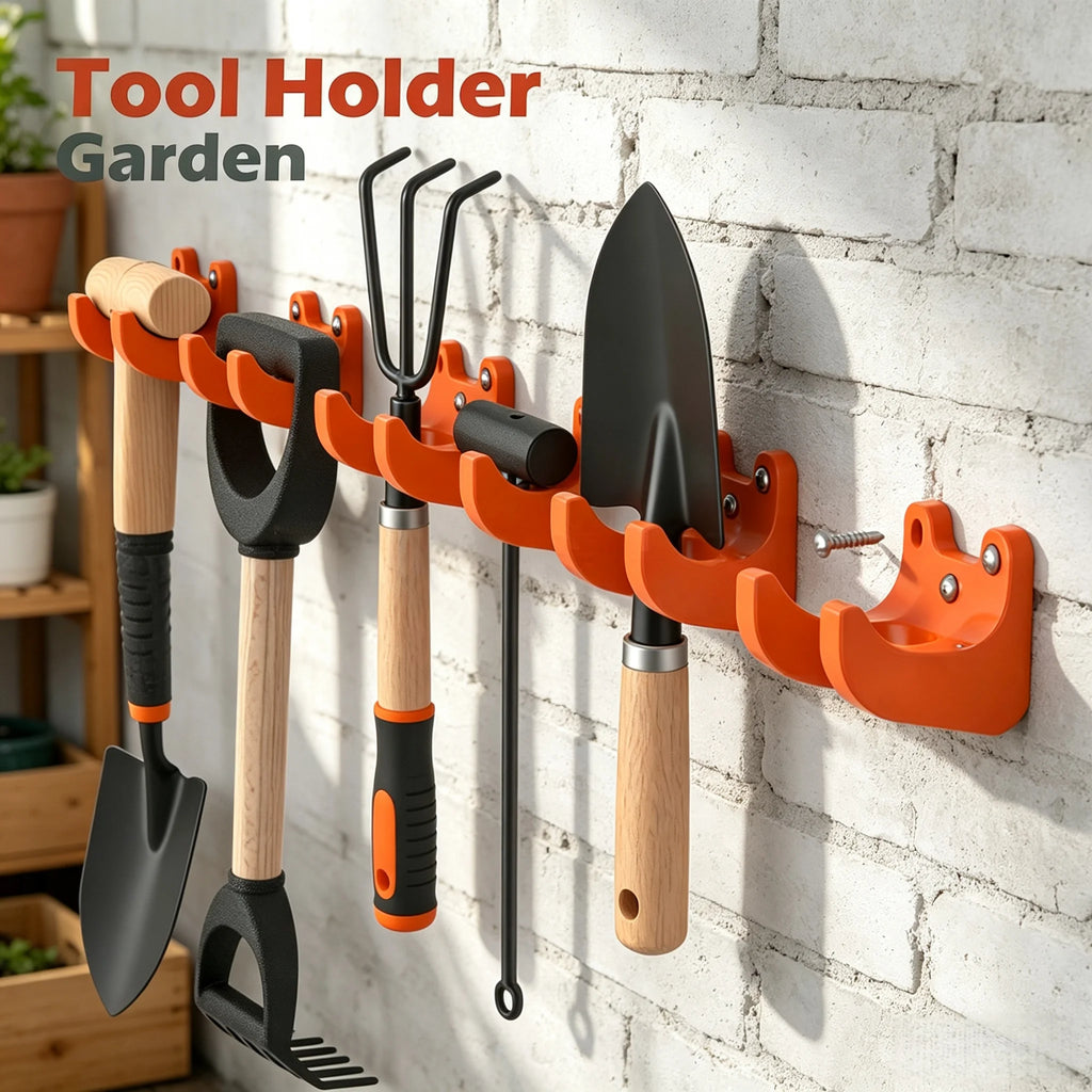 Wall Mounted Garden Tool Storage Rack with Hooks & Screws Tool Storage Rack Babs