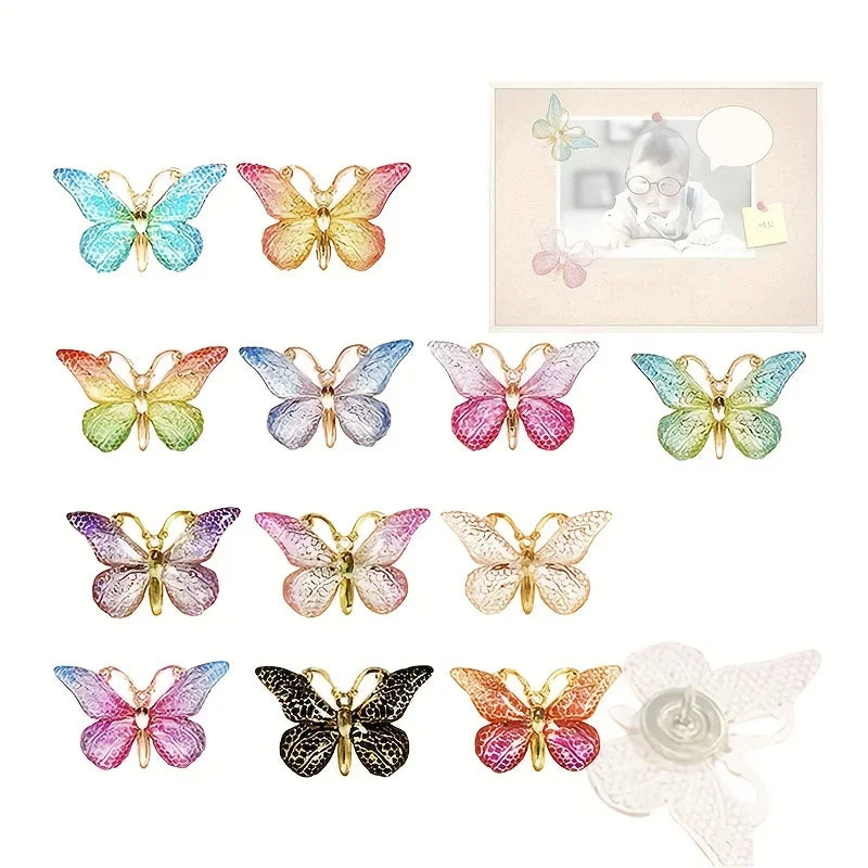 12pcs Kawaii Butterfly Push Pins | Decorative Bulletin Board Tacks Decorative Push Pins Babs
