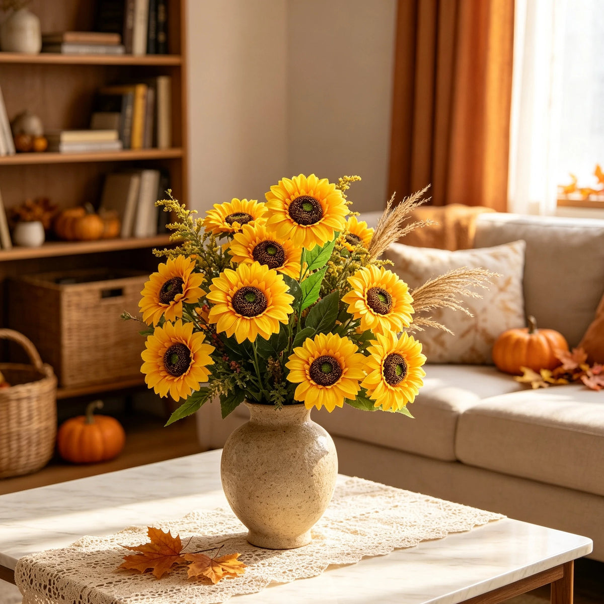 6 Pcs Silk Artificial Sunflowers – Wedding & Home Décor Artificial Silk Flowers Babs