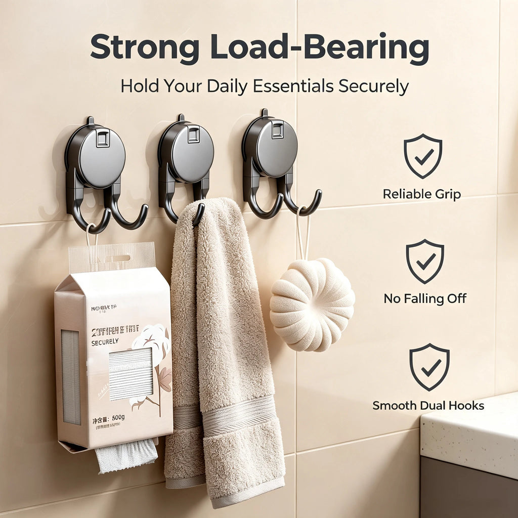 Suction Cup Double Hook – No-Drill Bathroom & Kitchen Organizer Suction Cup Hook Babs