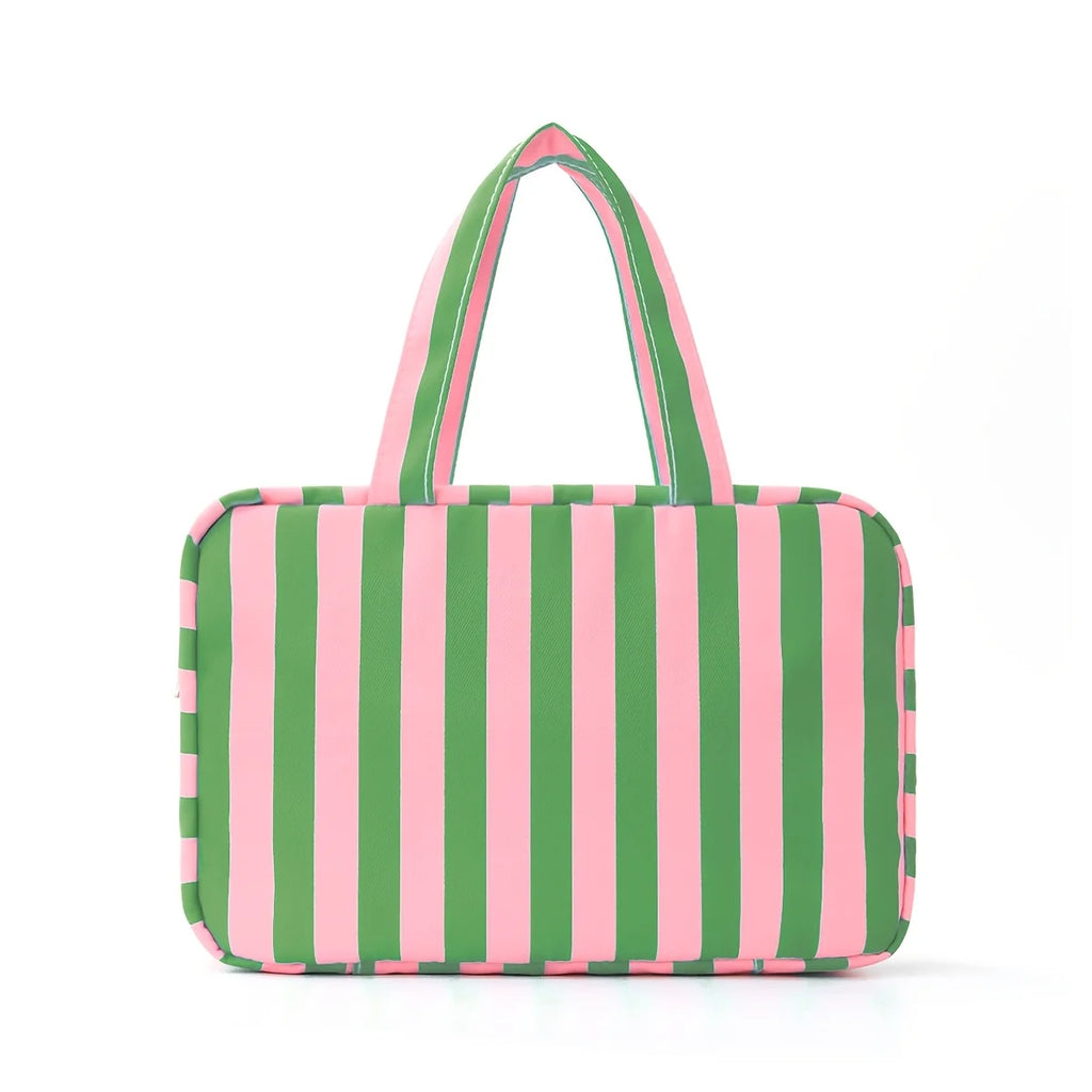 Striped Unisex Travel Toiletry Bag – Large Capacity with Hook Travel Toiletry Bag Babs Green