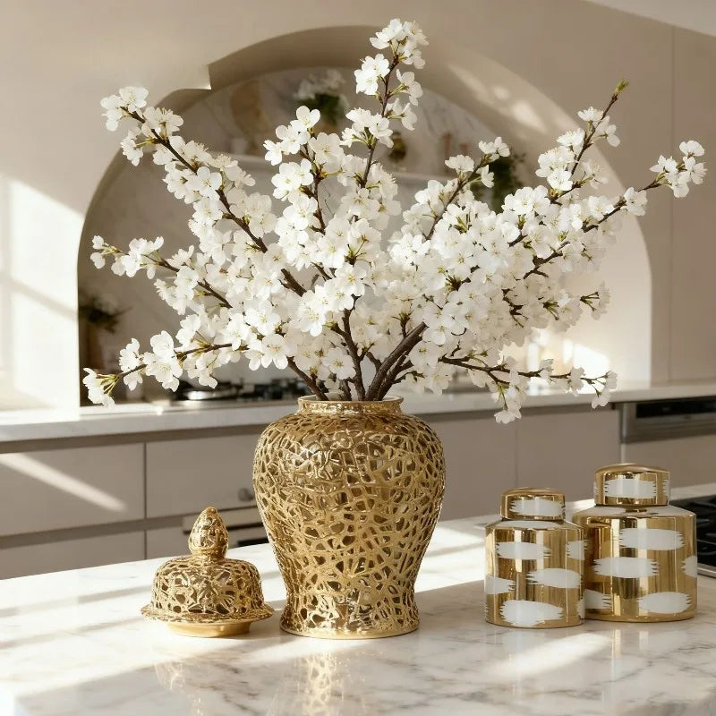 Modern Ceramic Hollow Vase – Luxury Home Table Decoration Decorative Ceramic Vase Babs