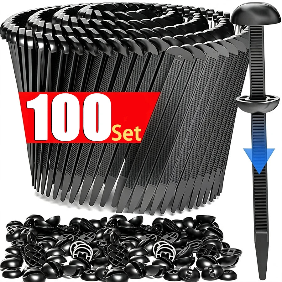 100-Set Nylon Self-Locking Cable Tie Buckles for Car & Home Cable Tie Buckles Babs