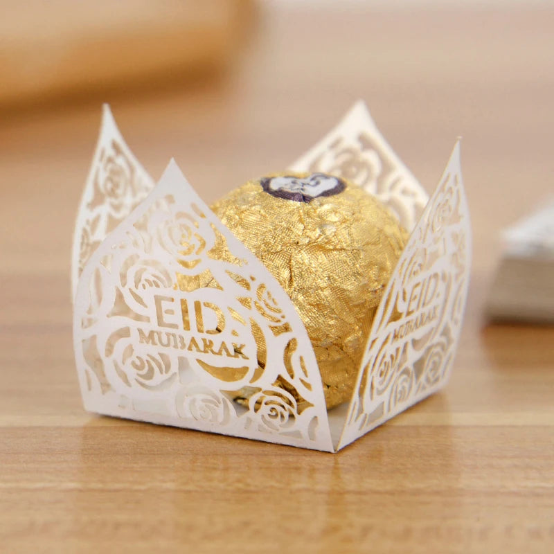 Eid Mubarak Chocolate Wrappers & Mini Baking Cups 10-50Pcs Party Treat Packaging Babs